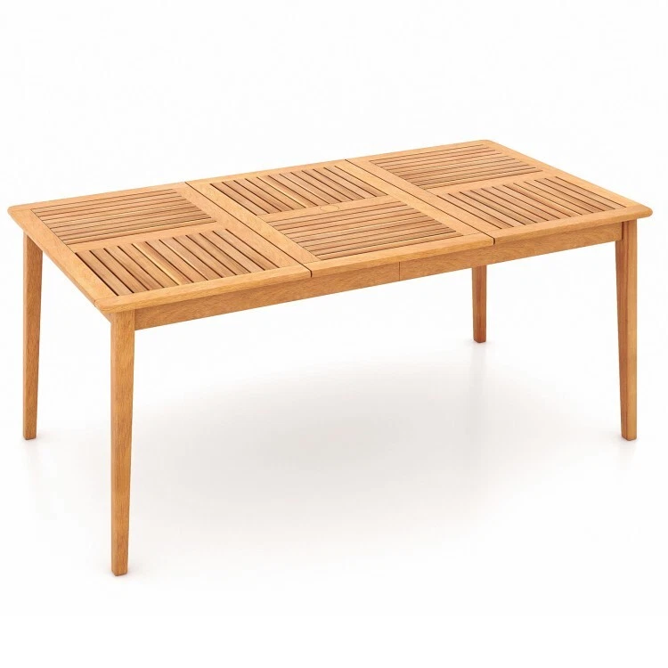 Patio Outdoor Garden Table Rectangle Furniture Dining Bistro Acacia Wood Table - Image 2 of 4
