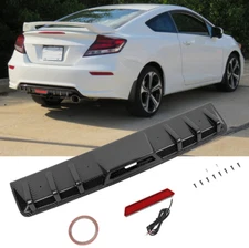 Rear Bumper Diffuser Spoiler LED Tail Brake Stop Light For Honda Civic Si Coupe