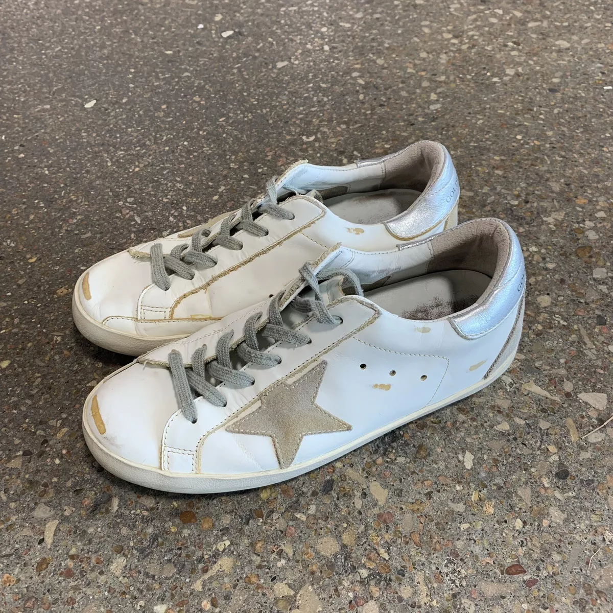 Golden Goose Superstar Sneakers White Gray Size 38 Low Tops GGDB Made In Venezia