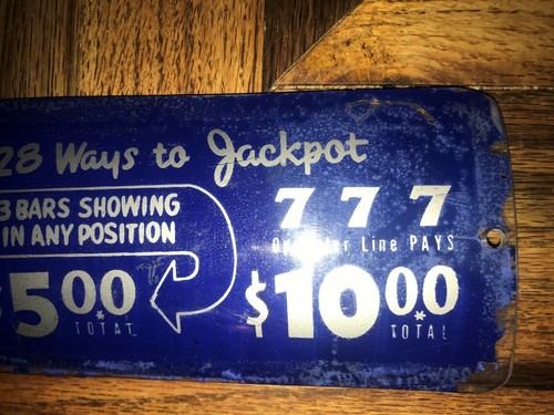 MILLS Vintage MÁQUINA TRAGAMONEDAS PREMIOS Tarjeta de Letrero 28 Formas de Ganar el Jackpot Paga $10.00 - Imagen 3 de 4