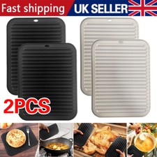 2X Square Coaster Non-slip Silicone Kitchen Heat Resistant Mat Pot Pan Hold Pad