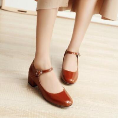 ドレスシューズ・革靴・ビジネスシューズ ^SALT&CHOCOLATE^ Round Toe Mary Jane Block Heel Pumps 412211 Amazon.com | Women's Mary Jane Dress Shoes Double Strap