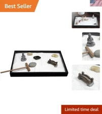 Japanese Style Desk Zen Garden with Rake, Rocks & Buddha - Stress Relief Decor
