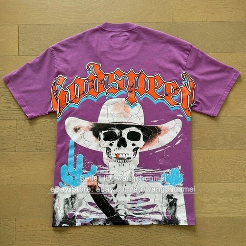 godspeed retro skull print t-shirt men streetwear tee distressed 1015 black NWT - Picture 45 of 52