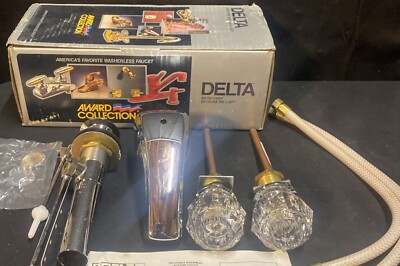 Delta 3544 MPU Widespread Bathroom Faucet w/Pop Up Drain & Acrylic Handles NOS