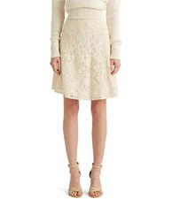 Ralph Lauren Women Skirt Patchwork Lace A-Line Mascarpone Cream Size 10 NEW 195