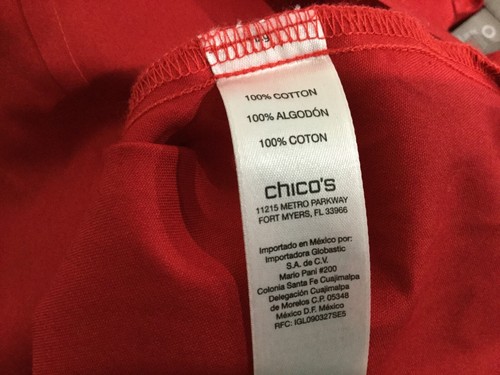 Chico's Size 0 Womens Sz 4 Blouse Shirt Red Wrinkle Resist 100% Cotton L Sleeves - Picture 5 of 5