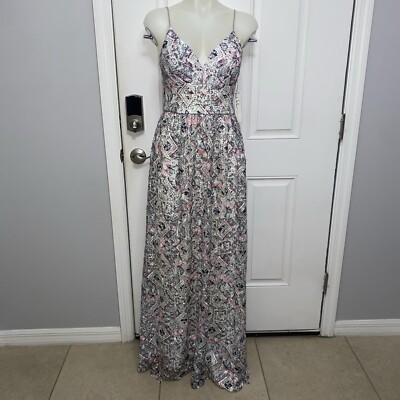 NWT Nicole Miller Dress 6 Multi Color Butterfly Print Embroidered Maxi Prom  Gown | eBay