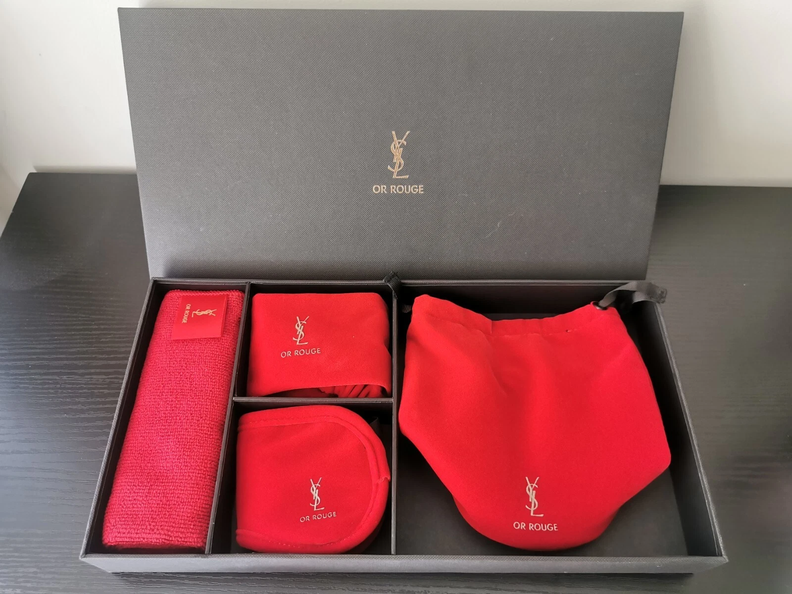 YSL Or Rouge Gift Set Include Pouch Headband Eyemask Hand Towel And Gift Box
