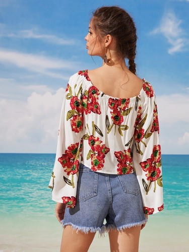 NEW!! Size 8/10 Floral Print Frill Blouse - Picture 2 of 4