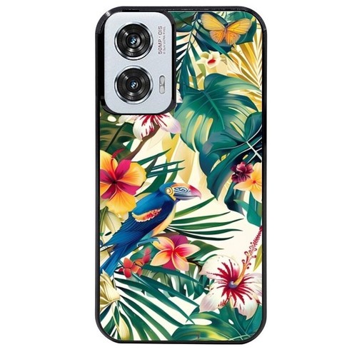 Coque et étui téléphone mobile Taperso Coque noire pour Moto E14 avec motif jungle couleurs d'automne