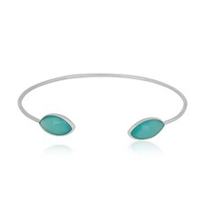 Designer 925 Sterling Silver Aqua Chalcedony Gemstone Cuff Bangle Jewelry