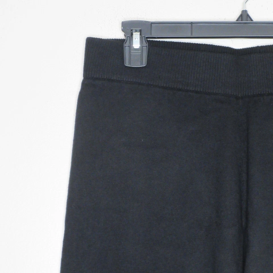 Anne Klein女式黑色棉质羊绒宽腿针织裤M B40 — 第 3/4 张图片