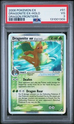 2006 POKEMON EX DRAGON FRONTIERS #91 DRAGONITE EX-HOLO PSA 3
