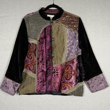 Vtg Flashback Women's Jacket Tapestry Velvet Patchwork Art to Wear Size M Button