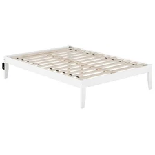 Bowery Hill Modern Solid Wood Full Bed with USB Charging Station in White