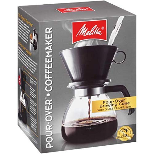 Melitta 52 oz. PourOver Coffee Brewer with Glass Carafe, Black