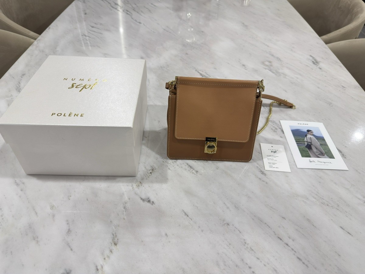 Polene Numero Sept Mini Camel Leather Bicolor Crossbody Used Authentic View 2