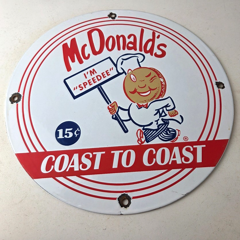 Vintage McDonalds Fast Food Porcelain - Burgers SpeeDee Drive Thru