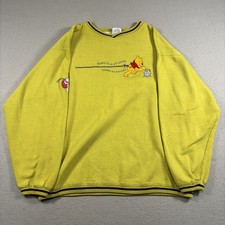 Disney Crewneck Men's L Green Winnie The Pooh Honey Embroidered Vintage Y2K