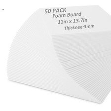 50 Pack 11x13.7" White Foam Board 1/8" Thick Polystyrene Foam Core Sheet