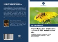 Bewertung Der Akariziden AktivitäT Des äTherischen ÖLs Karima Mekademi Buch 2021