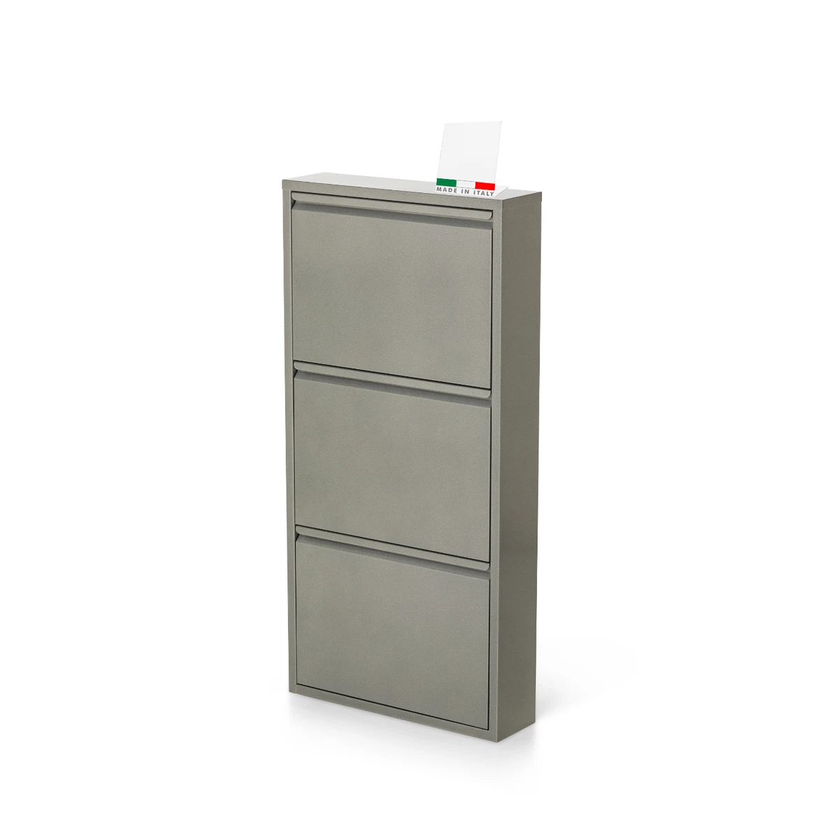 Scarpiera Stretta In Metallo Con Ante Magnetiche - 3 Livelli - Design Moderno E Salvaspazio Per Ingresso E Armadio (Grigio) - 2