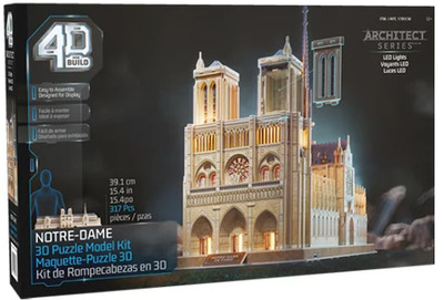 4D Build Architect Series: Notre-Dame 3D Puzzle Model Kit with LED