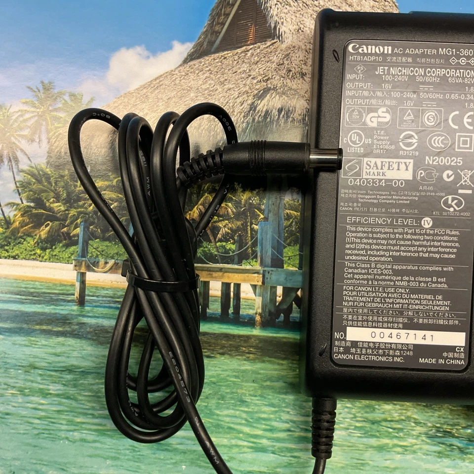 OEM Canon AC Adapter MG1-3607 DC 16V 1.8A HT81ADP10 WITH AC POWER CORD - Image 3 of 4