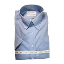 Roundtree Yorke gold label Men's Size 14.5 Blue Short Sleeve Shirt No Iron 52