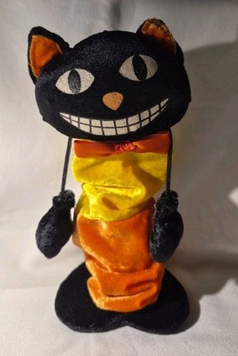 Vintage Dan Dee Halloween Black Cat Push Me Down Pop Up Plush With Tag