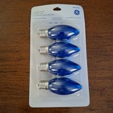 GE C-9 Glow Bright 4 Replacement Bulbs Blue Indoor Outdoor New Old Stock C9