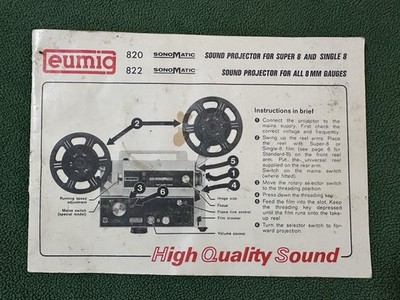 Vtg EUMIG SonoMatic 820/822 Sound Projector For All 8mm Gauge Original Manual
