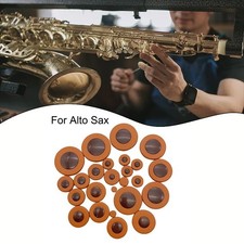 Easy to Install For Alto Saxophone Pads 25 PCS Brown Leather Replacements