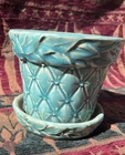 McCoy Green Ceramic Planter Round Glossy Pottery, USA Made