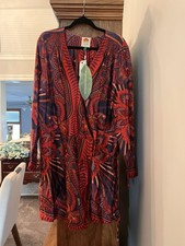 FARM Rio NWT Floral Print Long Sleeve Wrap Dress Beaded Tassel Tie Size L $195