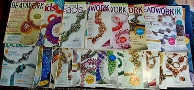 Lot of 35 Beadwork & Step-by-Step Beading Magazines Jewelry Making Patterns.