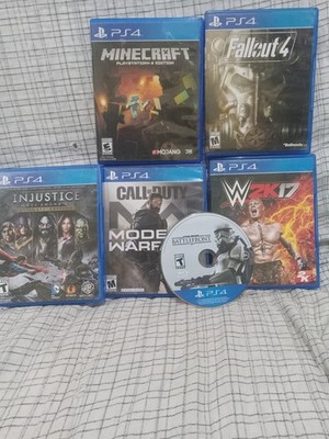 PS4 Game Bundle-(Star Wars, WWE, Fallout 4, COD, Minecraft, Injustice) Untested
