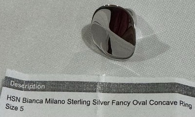 HSN BIANCO MILANO Sterlingsilber AUSGEFALLENER OVALER KONKAV RING Größe 5 ITALIEN Brandneu!