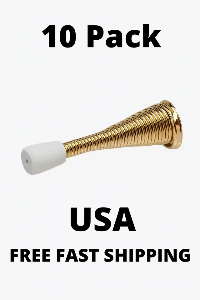 Paquete de 10 topes de puerta de resorte de latón de alta resistencia de acero inoxidable de 4" EE. UU. Protector de pared Foto 3 de 4