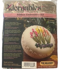 Vtg The Beadery Adorables Iris Garden Silk Ribbon Embroidery Ring Box #4965 NEW