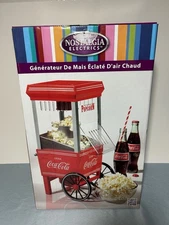 COCA COLA COUNTER TOP CART HOT AIR POPCORN MAKER  BY NOSTALGIA ELECTRICS