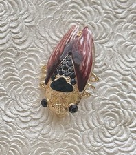 Beetle Insect vintage style Brooch enamel on metal