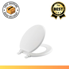 NEW Round Closed Front Enameled Wood Toilet Seat in White Durable Wood Finish