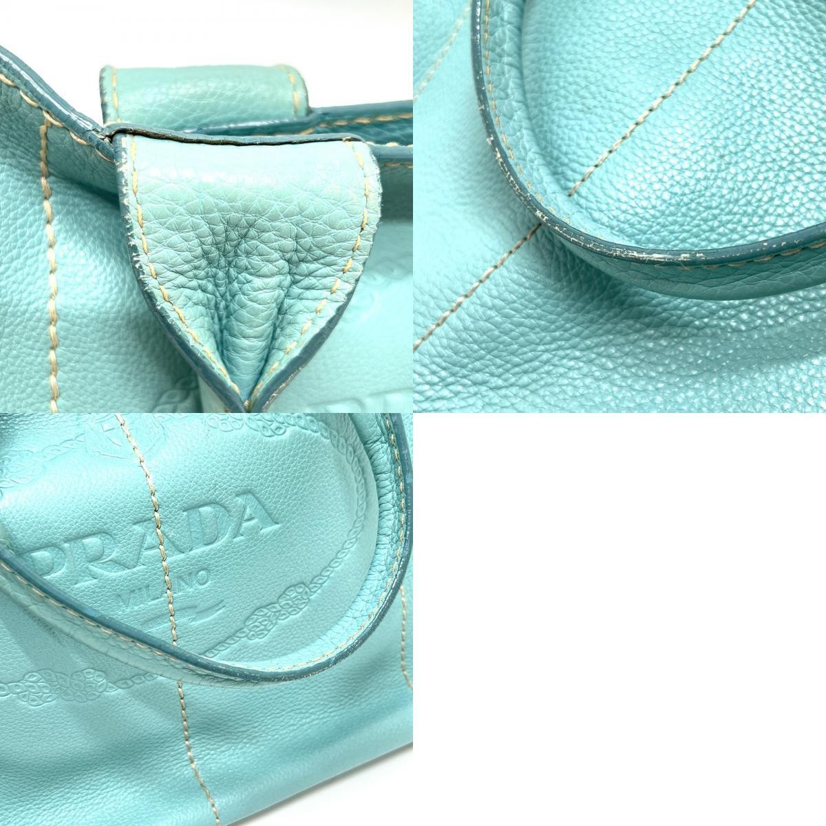 PRADA BN1872 Logo Canapa Bag Handbag Large Capacity Tote Bag Blue Ladies Used fr thumbnail 10