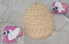 Kids Easter Craft Kits Bundle - Brand New 10" wooden egg  2 Foam bunny kits