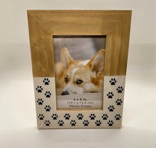 Modern Expressions 4x6 Wood Pet Photo Frame Paw Prints Dog Puppy NEW