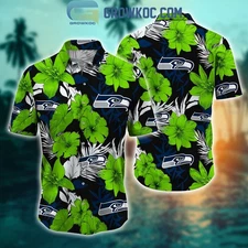 Seattle Football Team Seahawkss Hawaiian Button Down Shirt Unisex Adults S-5XL