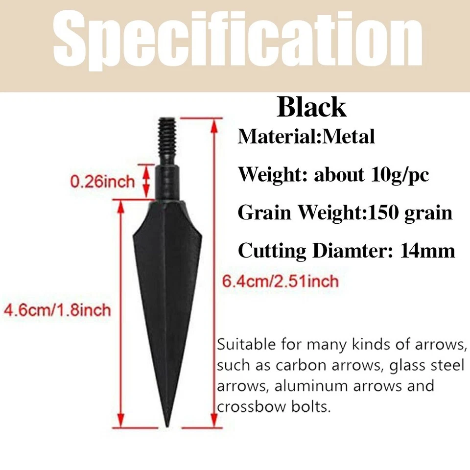 6/12X Archery Arrowheads 150gr Hunting Broadheads Screw Points Crossbow Hunting - Image 2 of 4