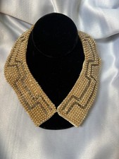 Vintage Baar  Beards Japanese Faux Pearl Beaded Ivory Satin Collar Used